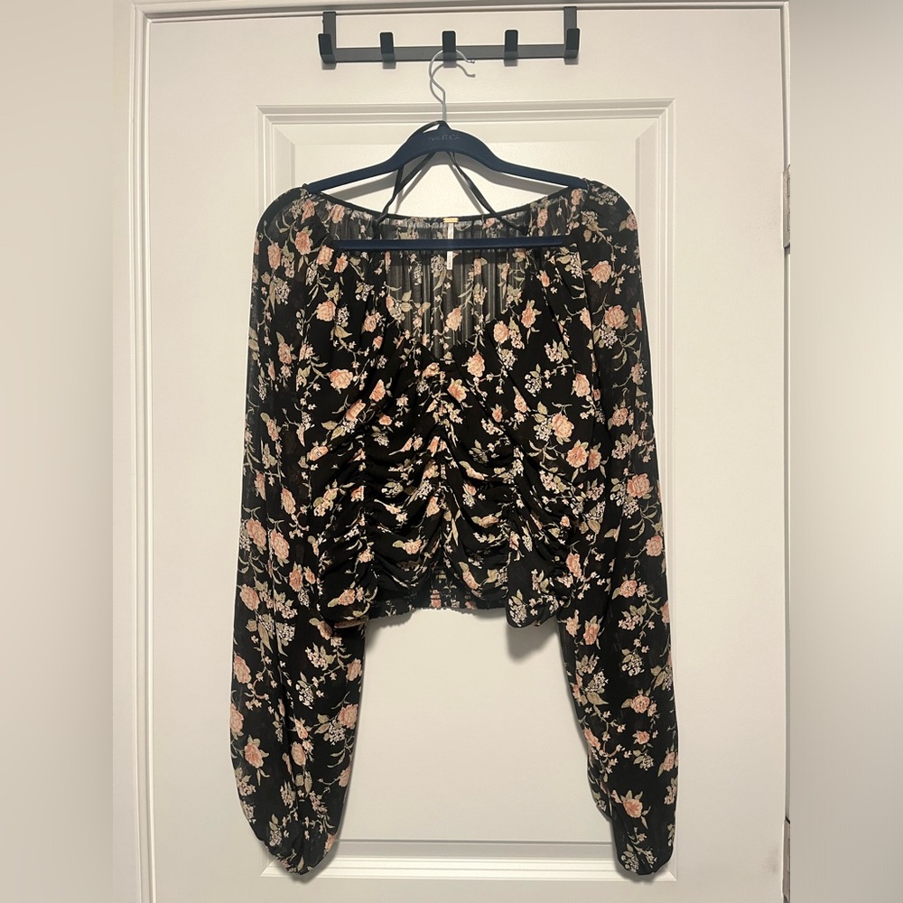Free People Ruched Patterned Blouse